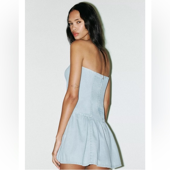 Zara TRF Denim Bandeau Dress - Picture 4 of 6